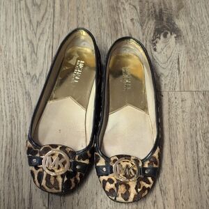Michael Kors Gold and Leopard Flats